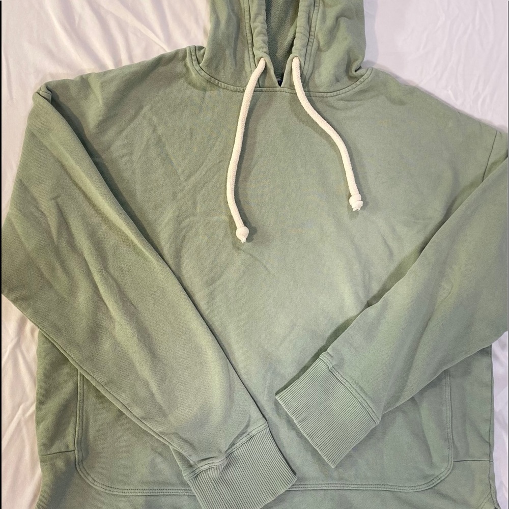 olive, draw string sweatshirt